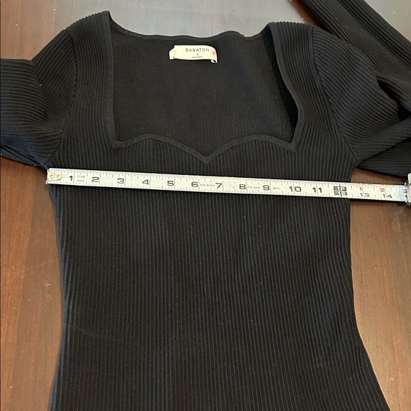 Aritzia Babaton Sculpt Knit Sweetheart Neck Long Sleeve Top Black Size S - Picture 6 of 13